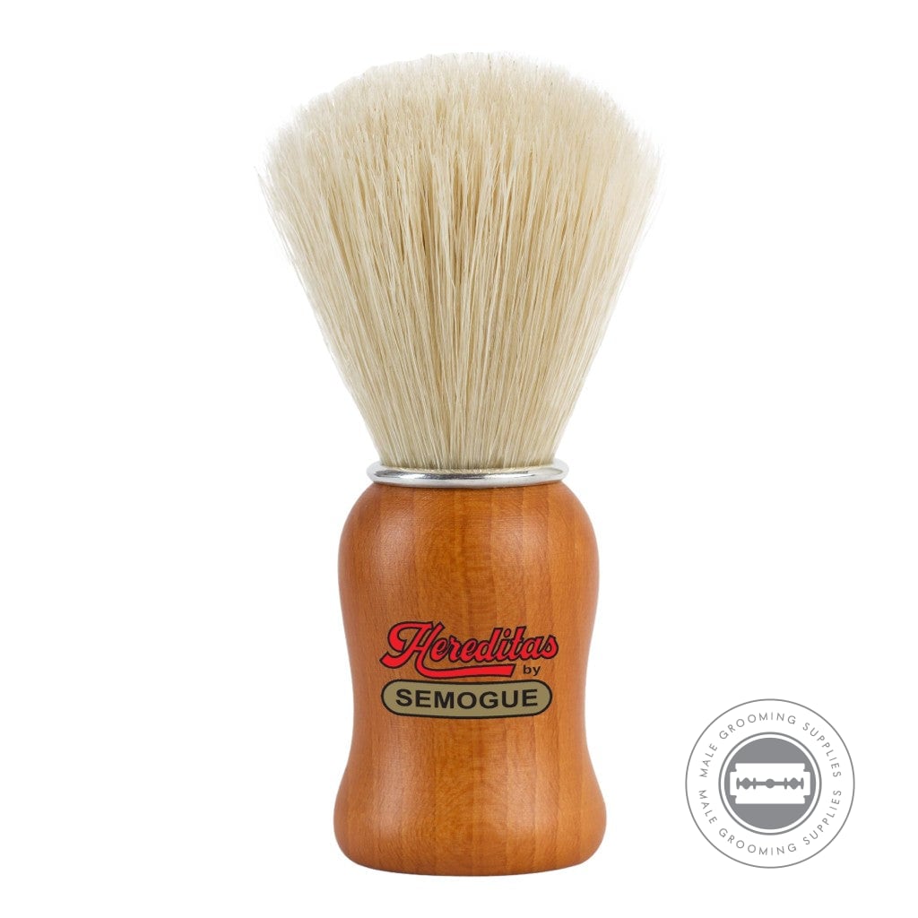 Semogue Hereditas 1470 shaving brush with dark matte beech wood handle and best boar fan knot