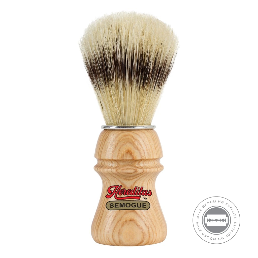 Semogue Hereditas 1800 shaving brush with ash wood handle and Extra IB boar fan knot