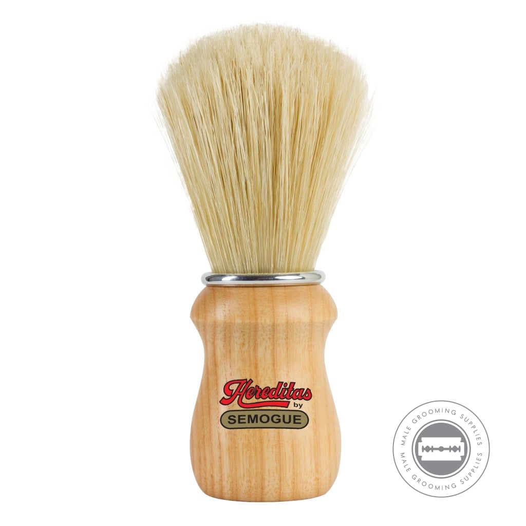 Semogue Hereditas 2000 shaving brush with ash wood handle and extra boar fan knot