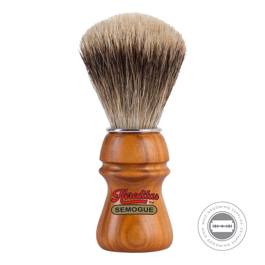Semogue Hereditas 2015 shaving brush with cherry wood handle and finest badger fan knot