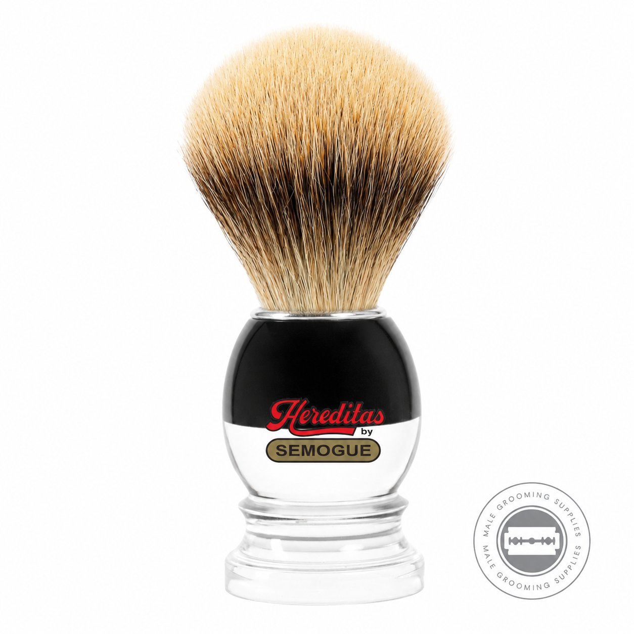 Semogue 2040HD Finest Badger Shaving Brush – Black & Clear Acrylic – Male Grooming Supplies