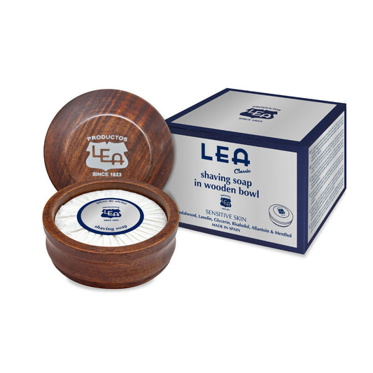 LEA Classic Shaving Soap In A Wooden Bowl 100G With Sandalwood And Moss Notes.