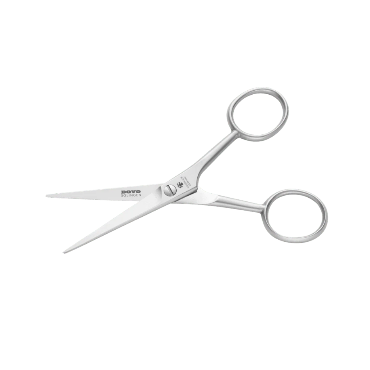Full view of DOVO Beard Scissors highlighting the precise micro-serrated blades and finger rings for comfortable handling.