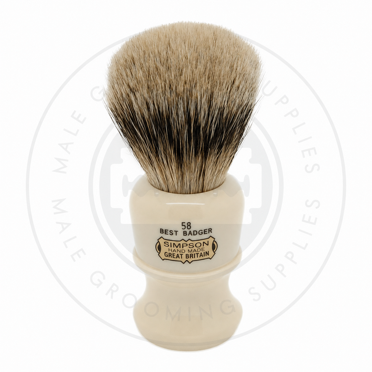 Simpson Fifty Series faux ivory Best Badger brush, 58 Best – Male Grooming Supplies