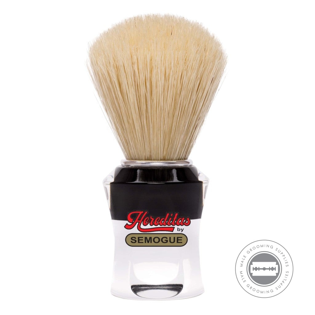 Semogue 610 Boar Shaving Brush With Extra Knot And Black And Clear Acrylic Handle