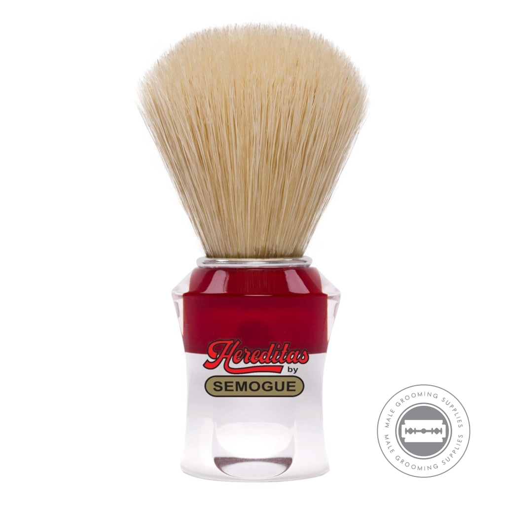 Semogue 610 Boar Shaving Brush With Extra Knot And Red And Clear Acrylic Handle