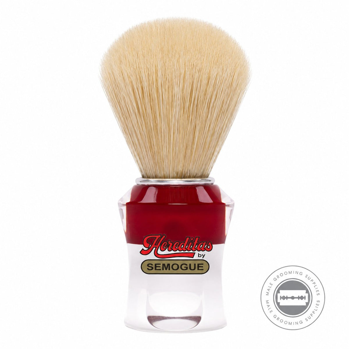 Semogue 610 Extra Boar Shaving Brush – Red & Clear Acrylic – Male Grooming Supplies