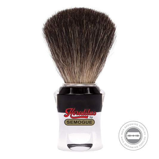 Semogue 740 Shaving Brush With Pure Black Badger Knot And Black And Clear Acrylic Handle