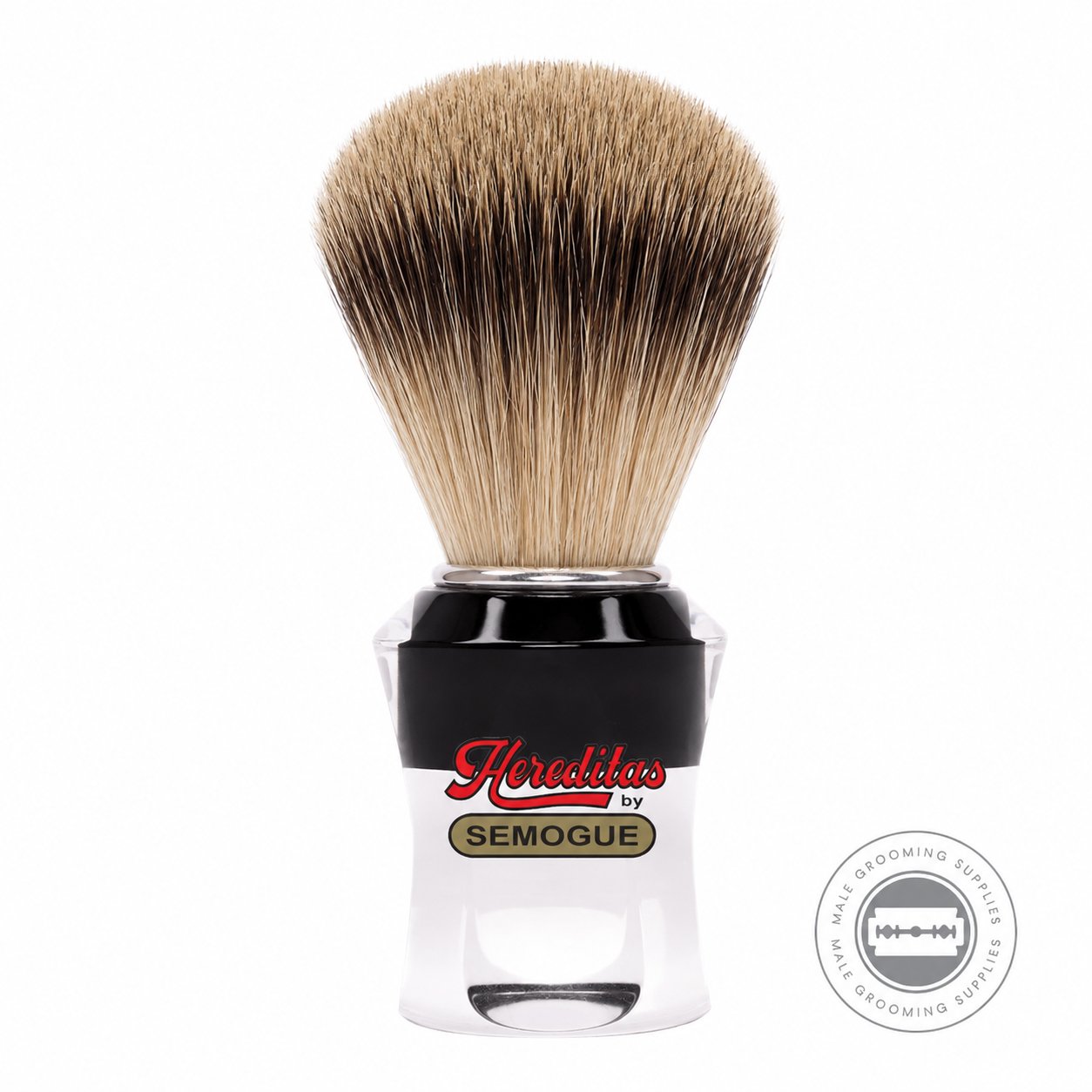 Semogue 750 Best Badger Shaving Brush – Black & Clear Acrylic – Male Grooming Supplies