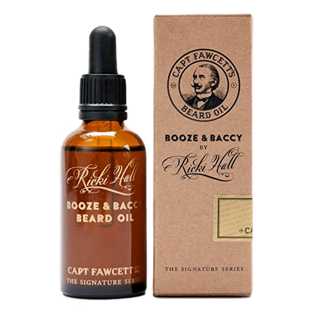 Captain Fawcett Booze & Baccy Beard Oil 10ml In Amber Glass Bottle