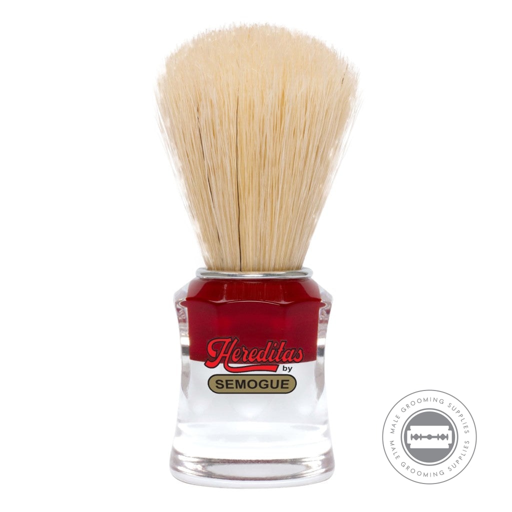 Semogue 820 Shaving Brush With Extra Boar Knot And Red And Clear Acrylic Handle