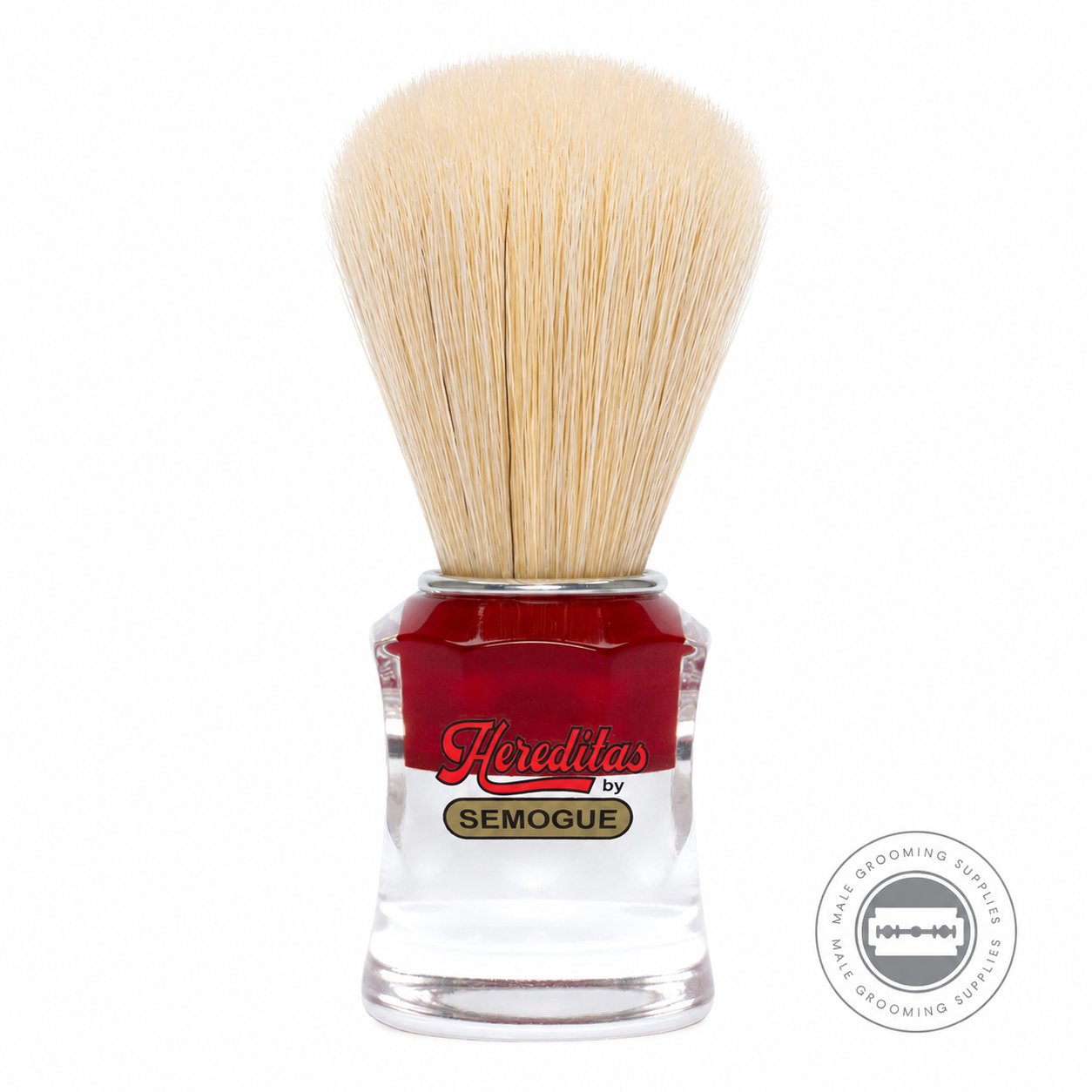 Semogue 820 Extra Boar Shaving Brush – Red & Clear Acrylic – Male Grooming Supplies