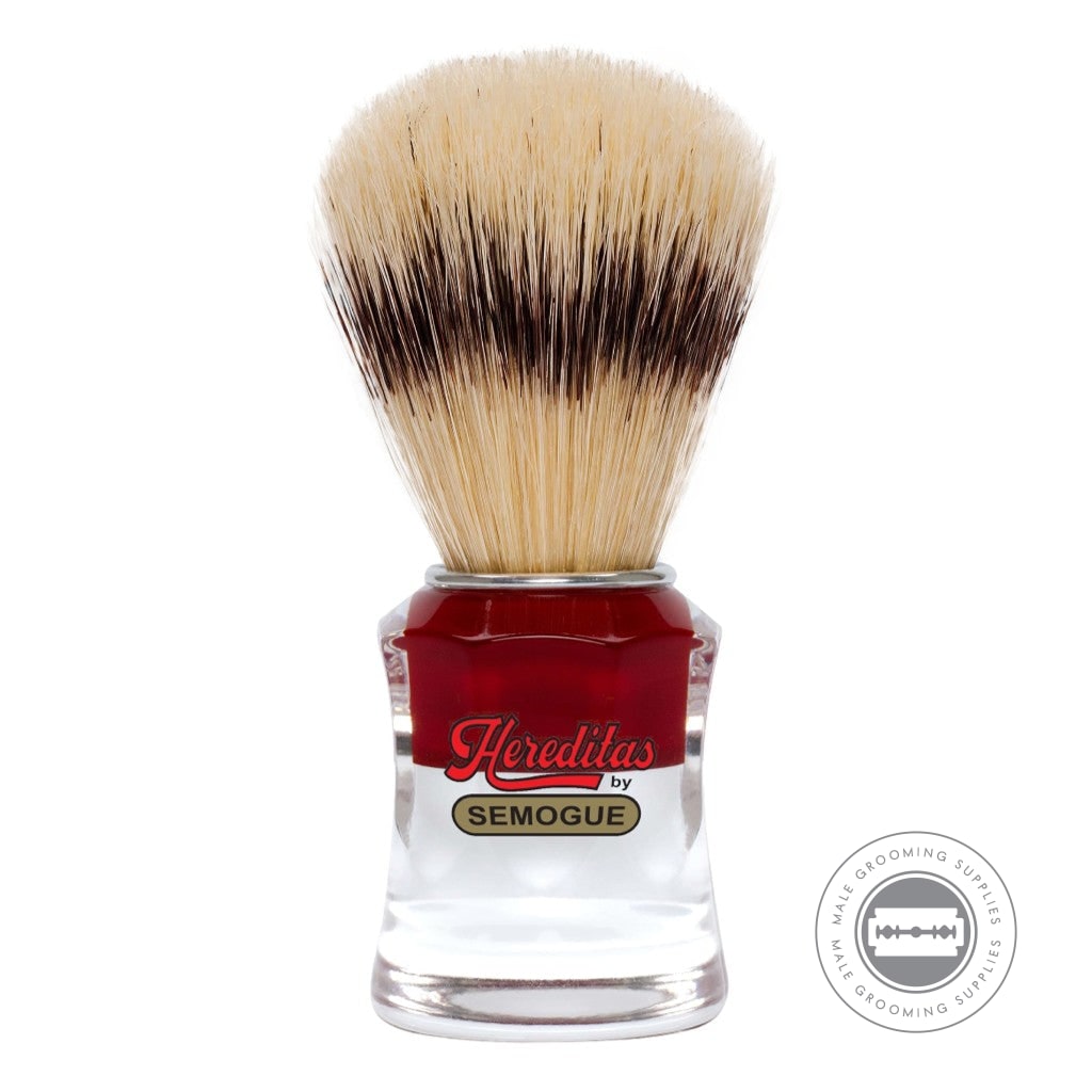 Semogue 830 Shaving Brush With Premium Boar Knot And Red And Clear Acrylic Handle