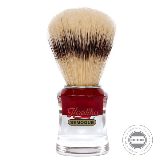 Semogue 830 Shaving Brush With Premium Boar Knot And Red And Clear Acrylic Handle