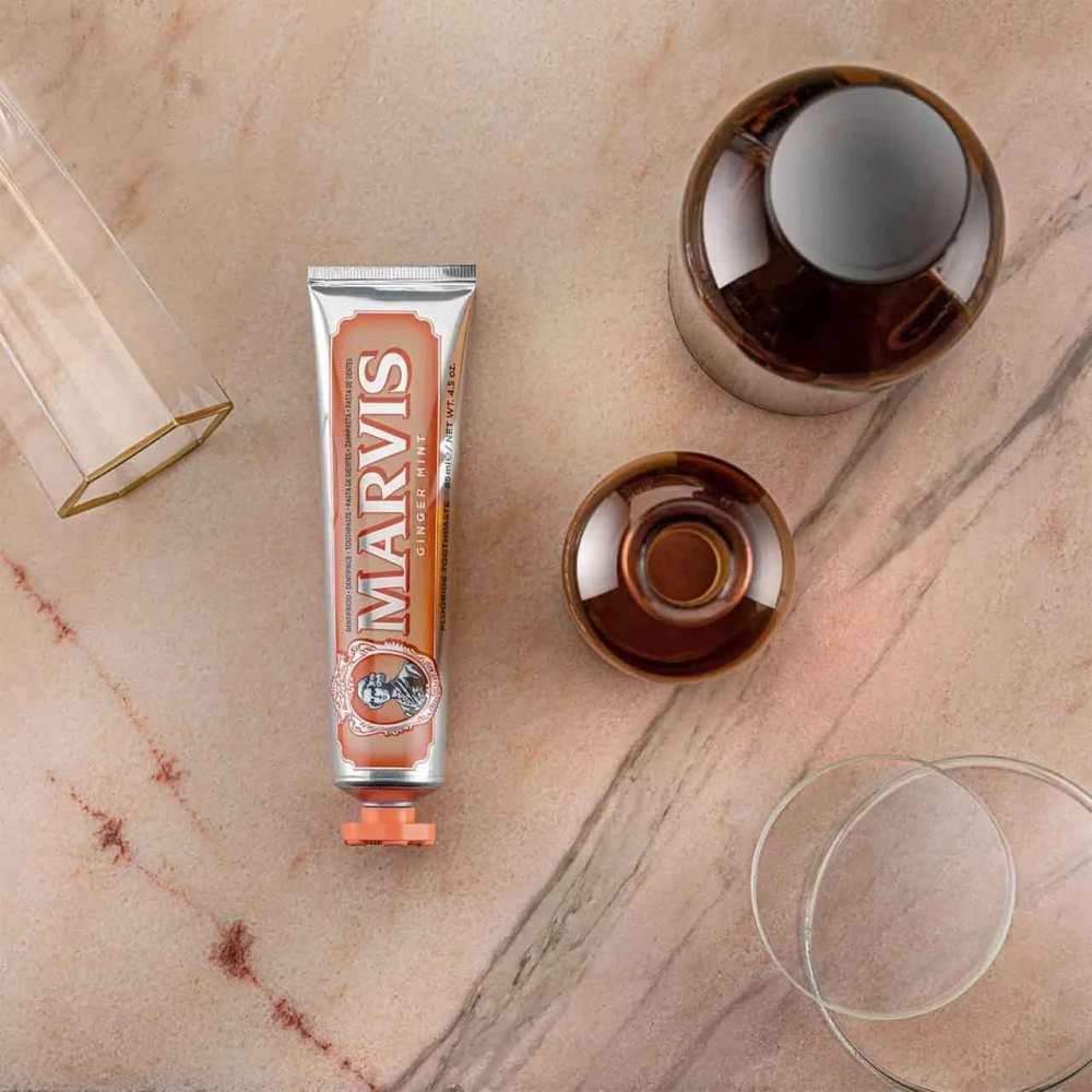 Marvis Ginger Mint Toothpaste 85ml tube back detail