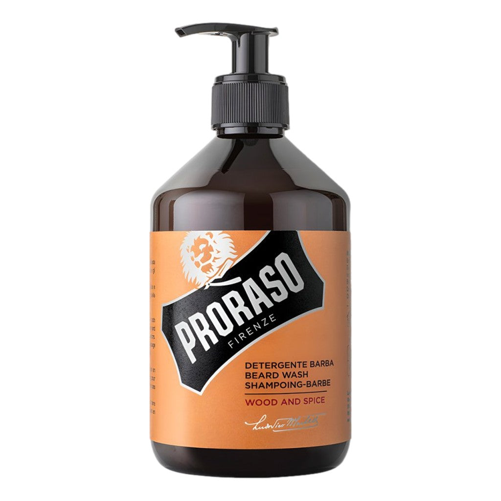 Proraso Professional Wood And Spice Beard Wash 500ml for cleansing facial hair