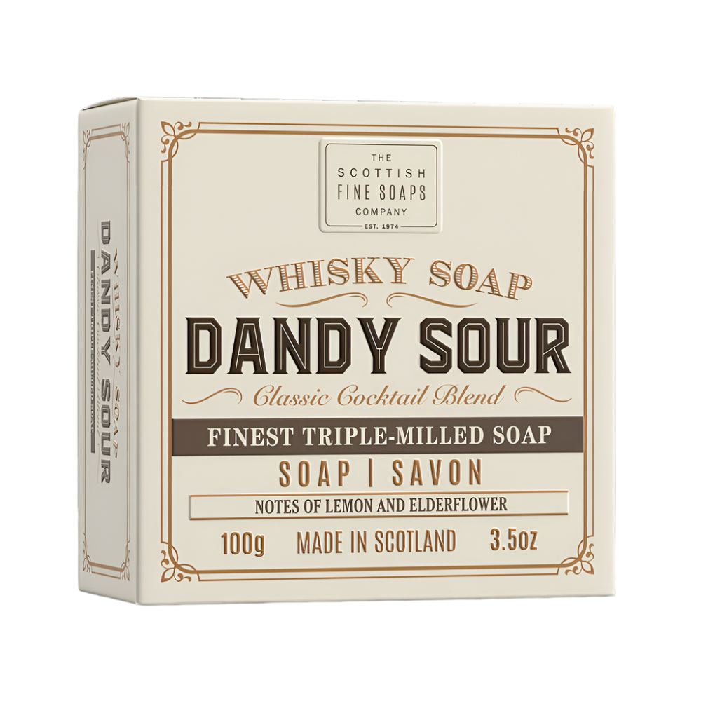 The Scottish Fine Soaps Whisky Cocktail Soap – Dandy Sour, 100g, Whisky-Enriched, Citrus & Sandalwood Scent.