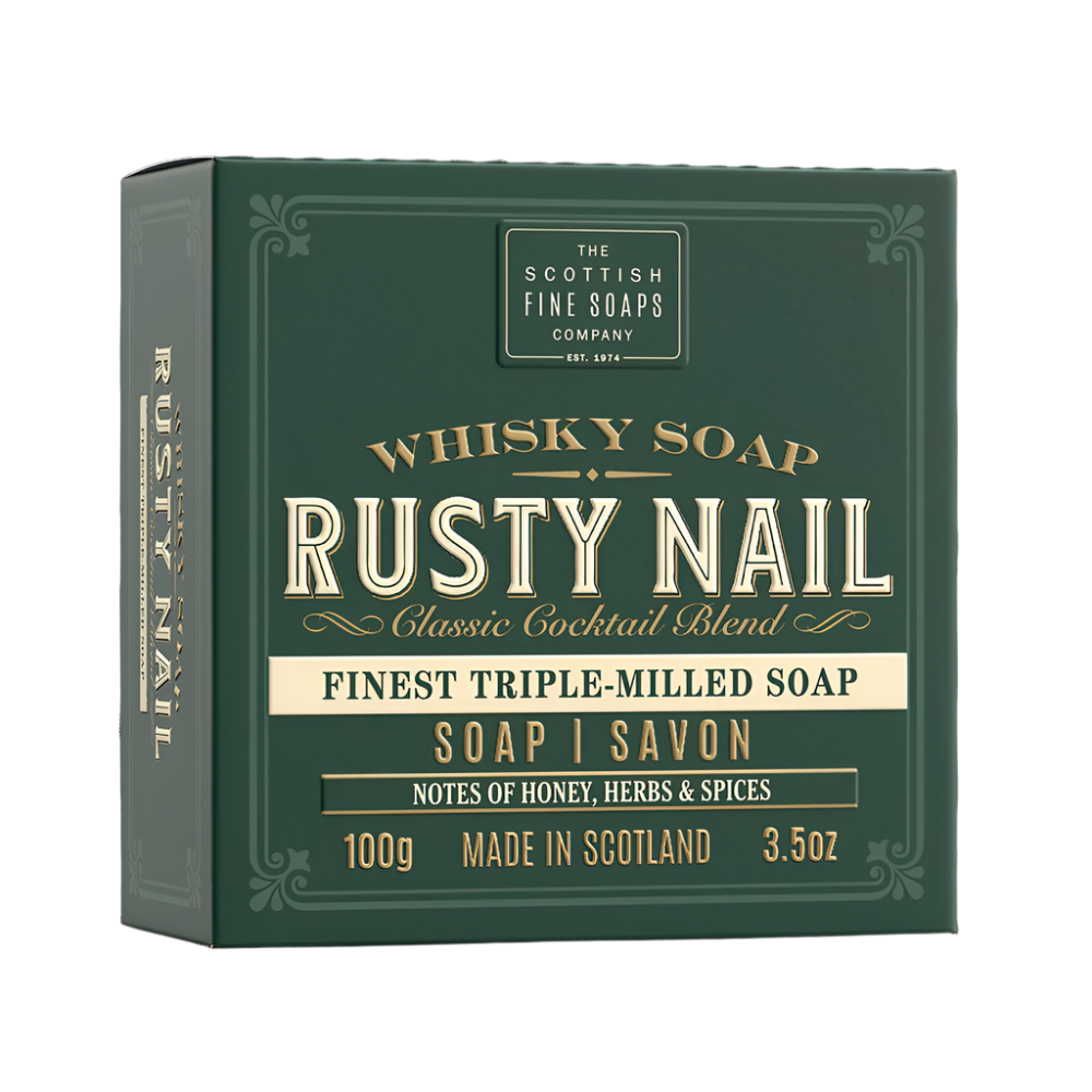 The Scottish Fine Soaps Whisky Cocktail Soap – Rusty Nail, 100g, Whisky-Enriched, Woody & Spicy Scent.
