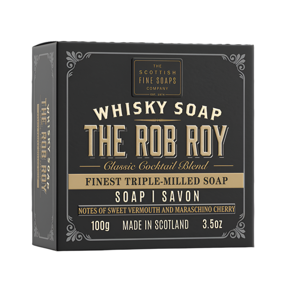 The Scottish Fine Soaps Whisky Cocktail Soap – The Rob Roy, 100g, Whisky-Enriched, Vanilla & Coffee Scent.