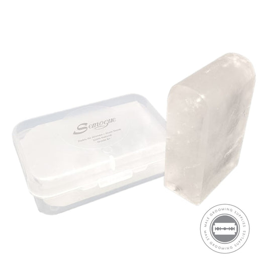 Semogue Alum Stone Block Grade A+ With Travel Case For Post-Shave Skin Soothing