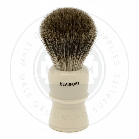 Simpsons Beaufort faux ivory shaving brush with Pure Badger hair - B1 Back