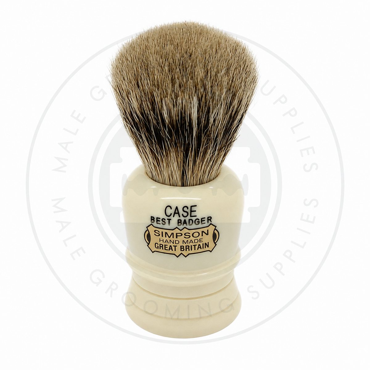 Simpson Case compact faux ivory Best or Pure Badger brush, C1 Best – Male Grooming Supplies