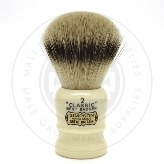 Simpsons Classic 2 faux ivory shaving brush with Best Badger hair