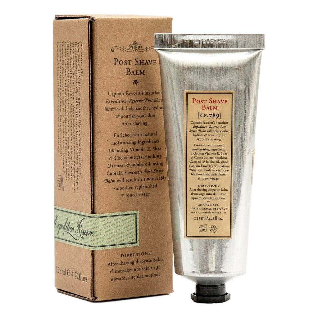 Post shave balm with packaging on a white background