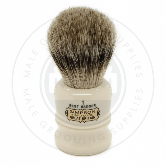 Simpsons Duke faux ivory shaving brush with Best or Pure Badger hair - D1 Best - Front