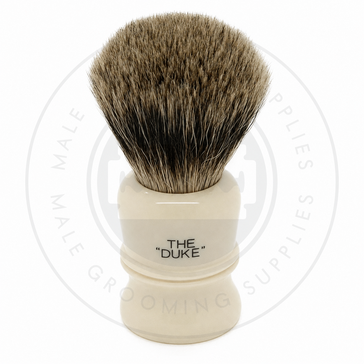 Simpson Duke faux ivory Best or Pure Badger brush, D3 Pure, back – Male Grooming Supplies