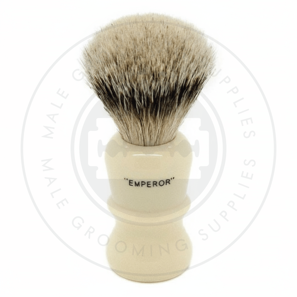 Simpsons Emperor faux ivory shaving brush with Super Silvertip Badger hair - E1 Super - Back