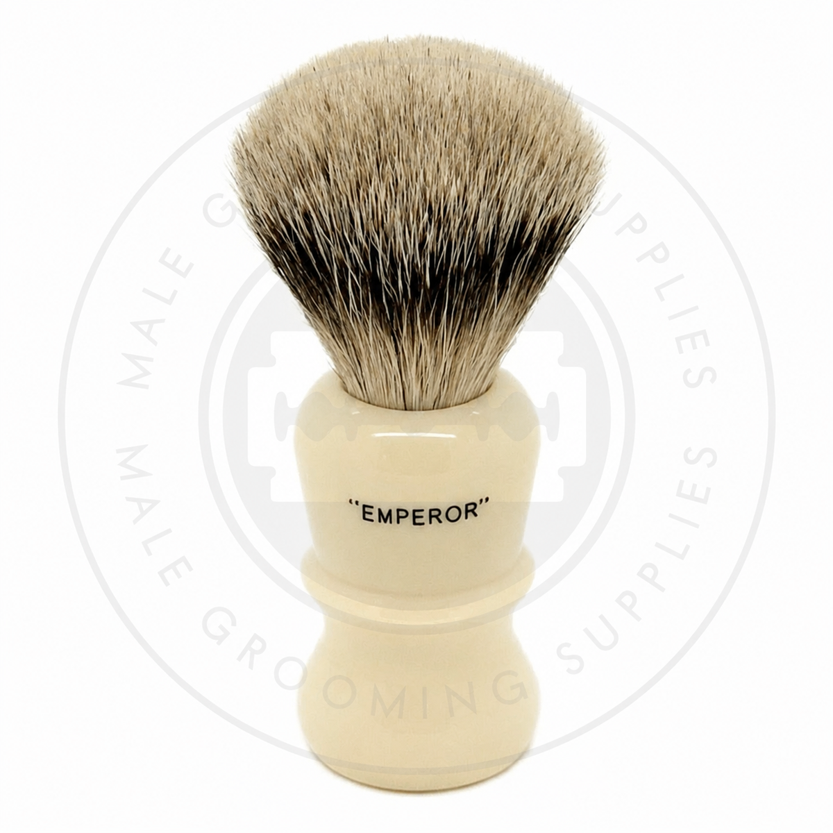 Simpson Emperor faux ivory Super Badger brush, E1 Super, back – Male Grooming Supplies