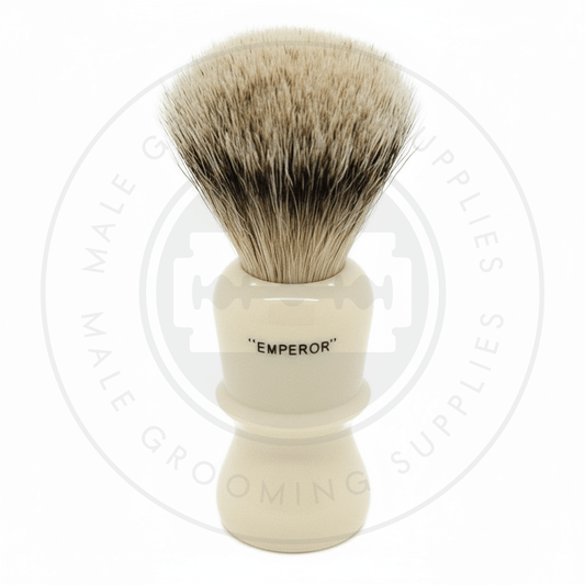Simpsons Emperor faux ivory shaving brush with Super Silvertip Badger hair - E3 Super - Back