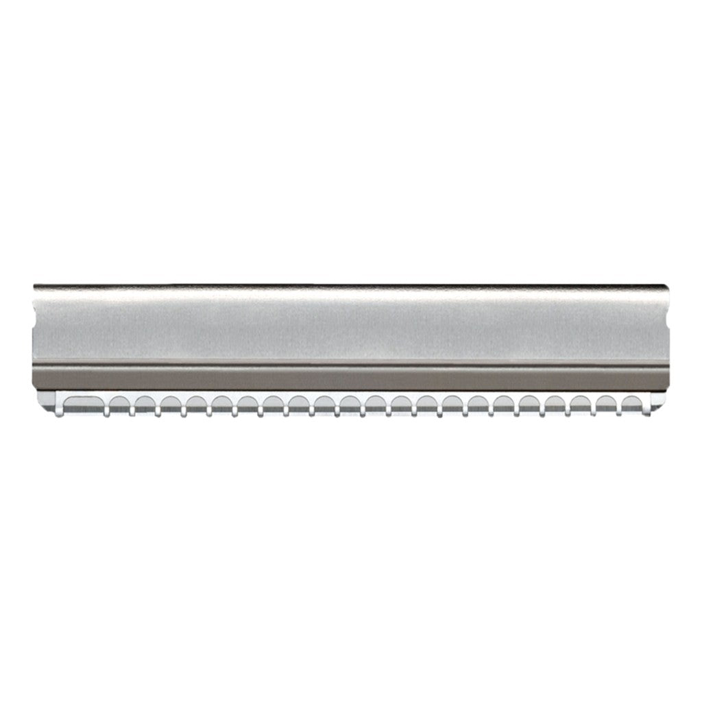 Close-up of Feather Nape Razor Blade with thin wire mesh guard.