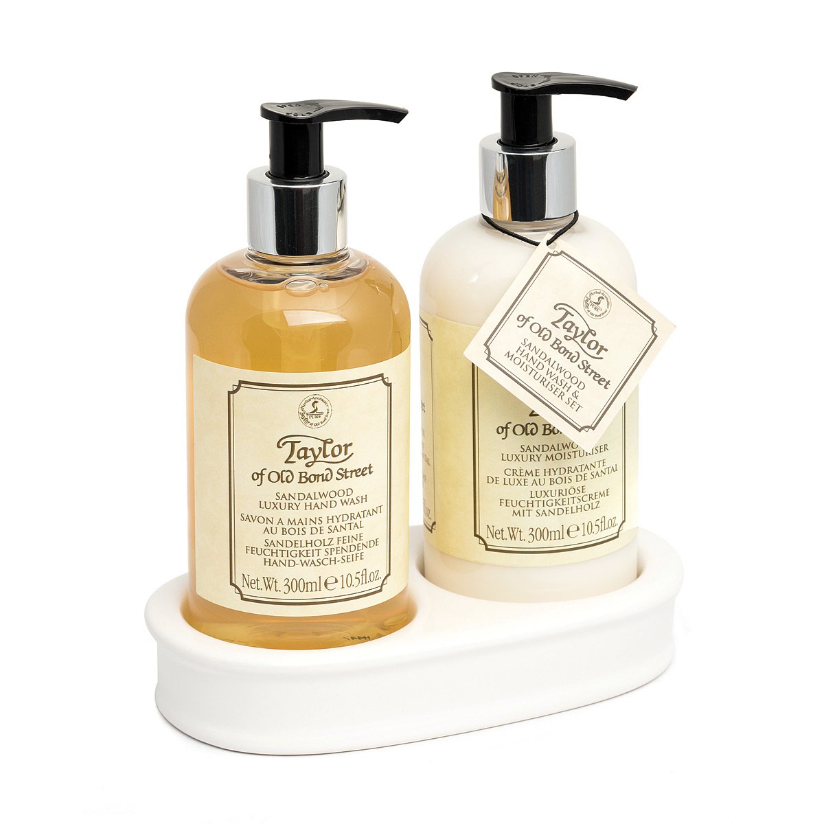 Taylor of Old Bond Street Sandalwood Gift Set With 2x300ml Bottles In Ceramic Tray.