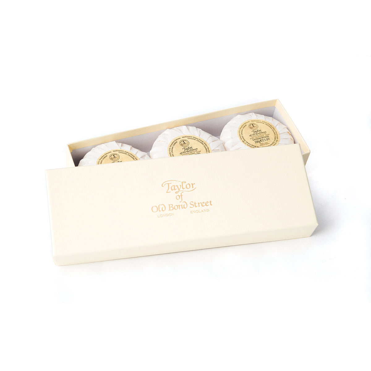 Taylor of Old Bond Street Sandalwood Hand Soap Gift Set – 3 x 100g Soaps With Classic Fragrance In Gift Box.