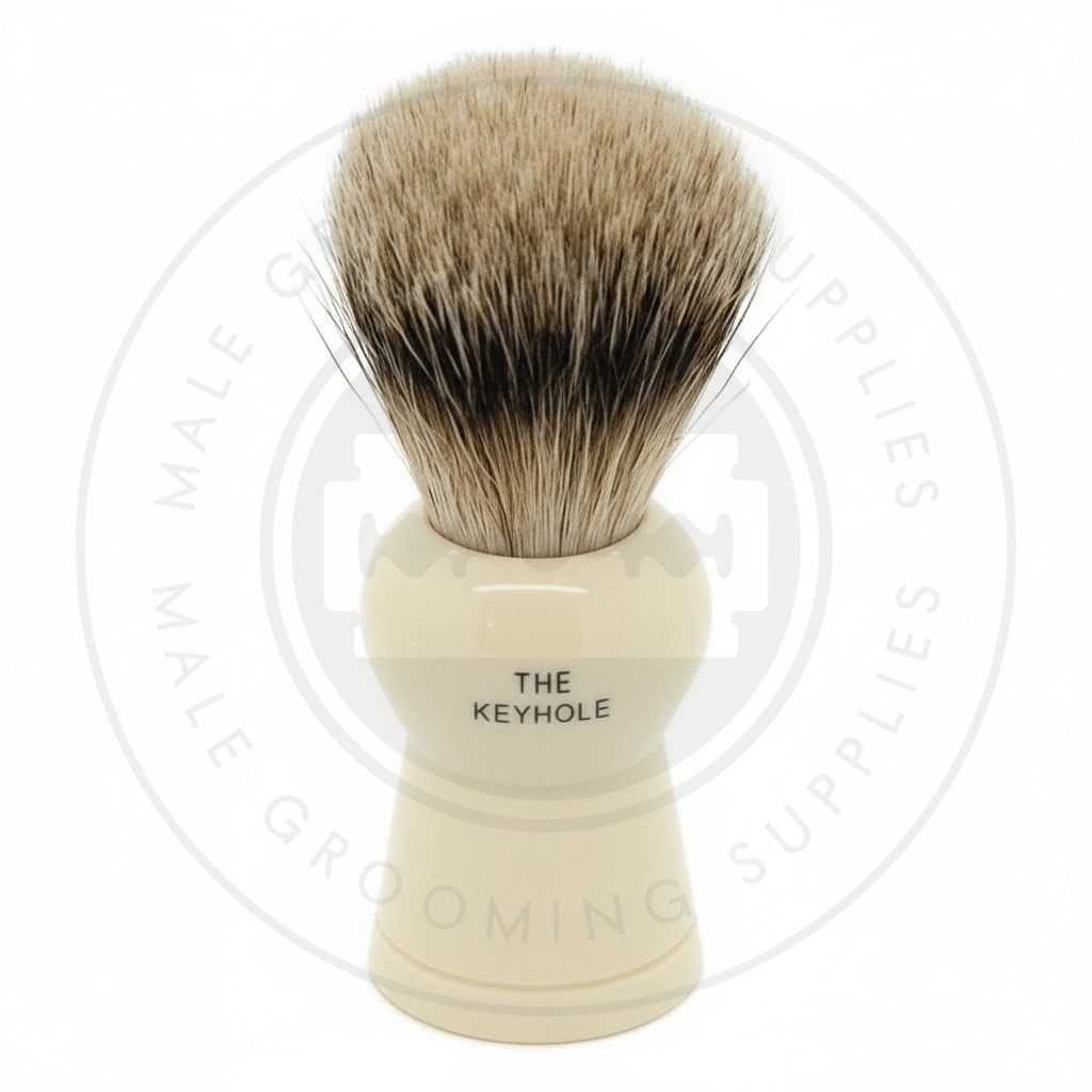 Simpsons Keyhole faux ivory shaving brush with Best Badger hair - KH4 Best - Back View