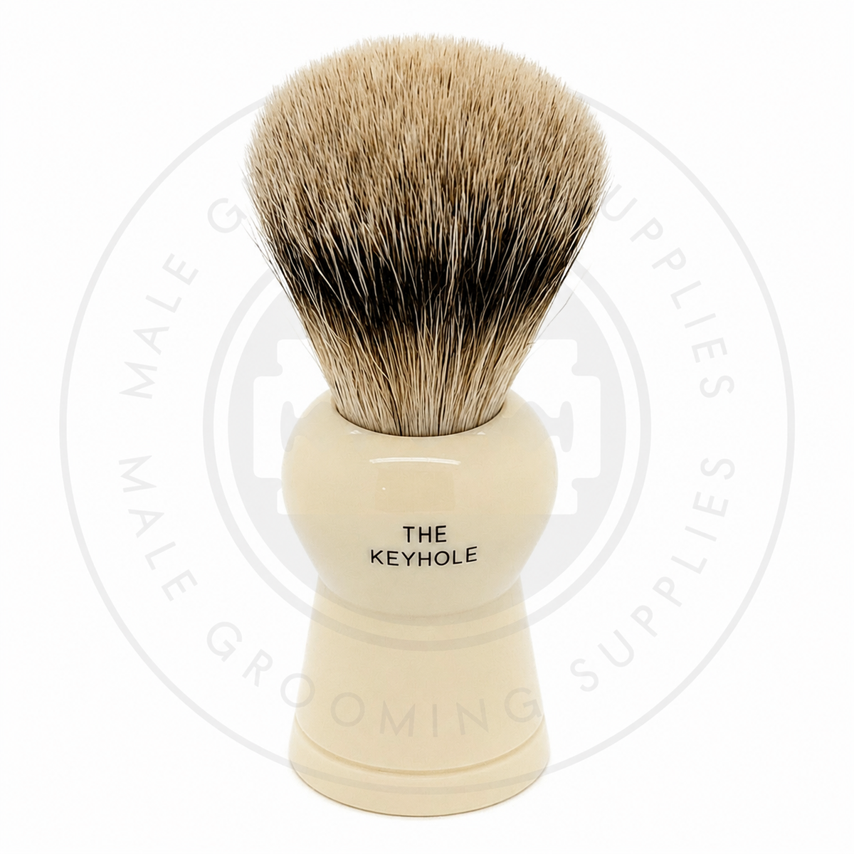 Simpson Keyhole faux ivory Best Badger brush, KH4 Best, back – Male Grooming Supplies