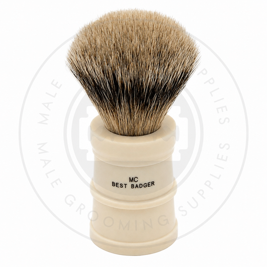 Simpson Milk Churn faux ivory Best Badger brush, back – Male Grooming Supplies