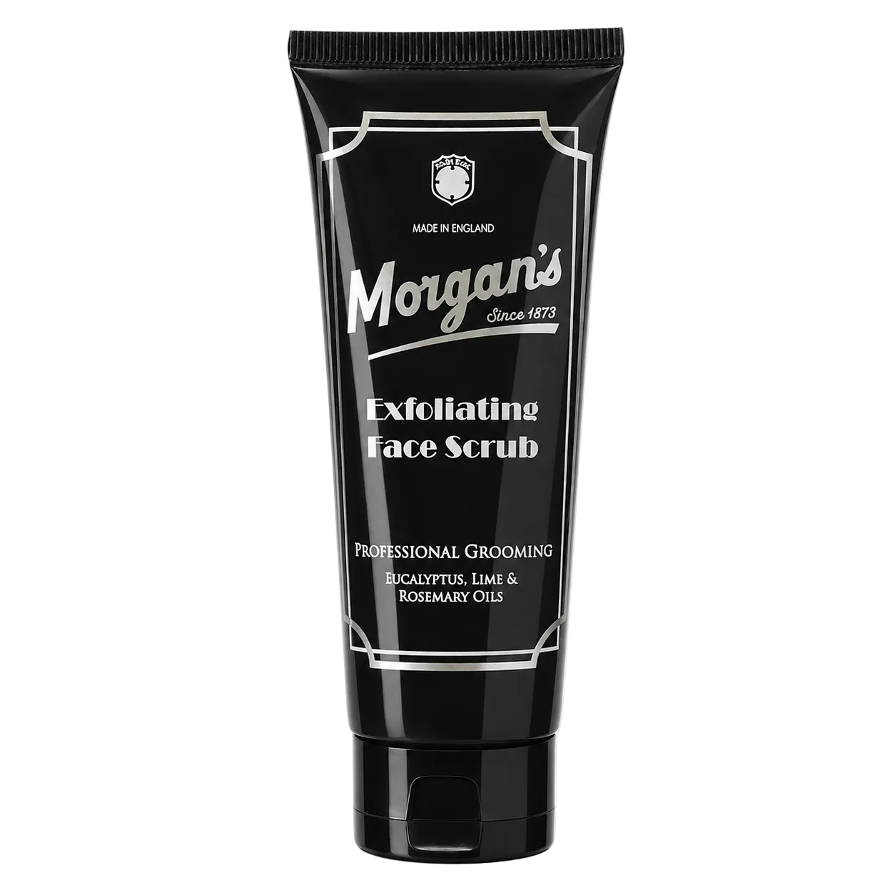 Black tube of Morgan's Exfoliating Face Scrub on a white background