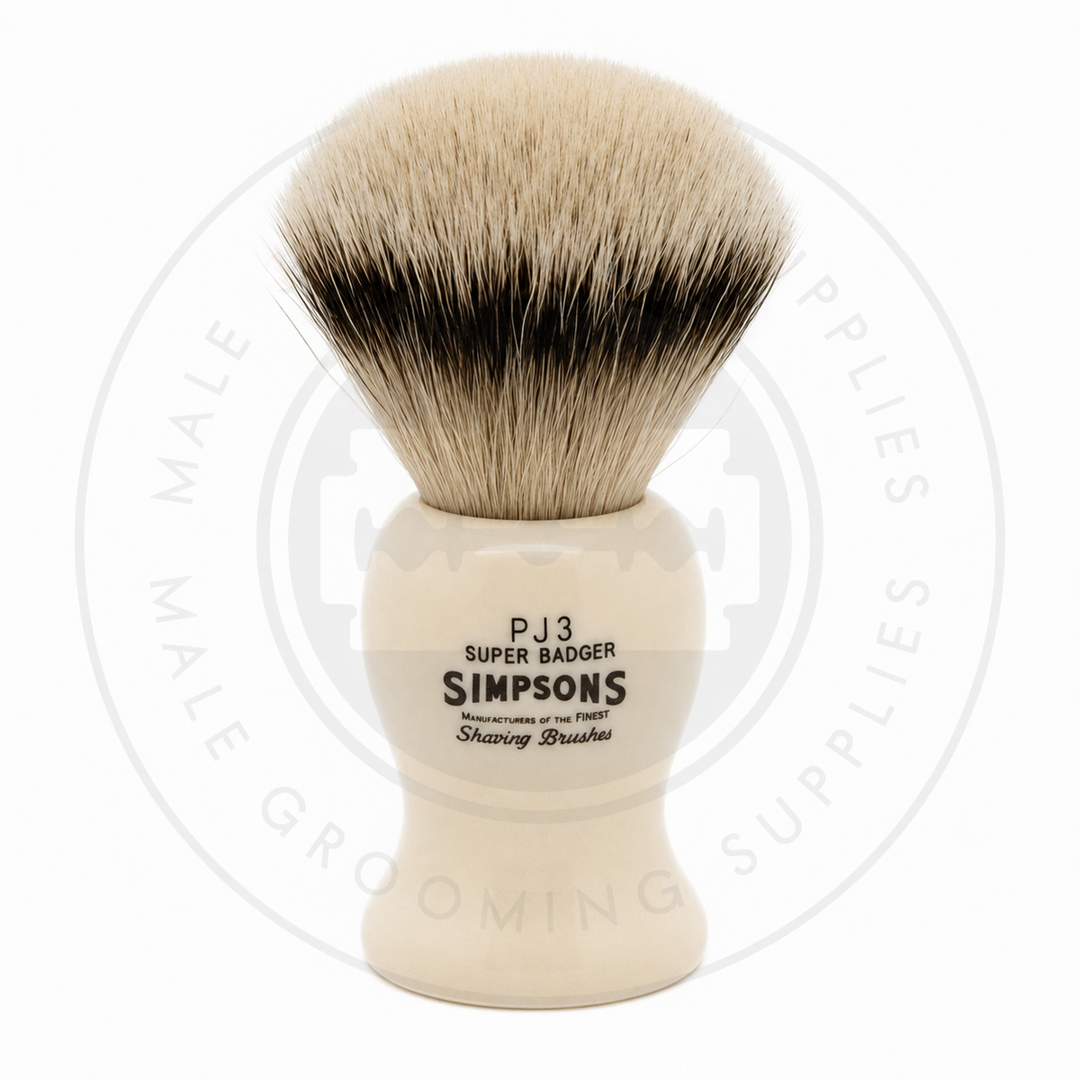 Simpson Persian Jar faux ivory Best or Super Badger hair, PJ3 Super, front – Male Grooming Supplies