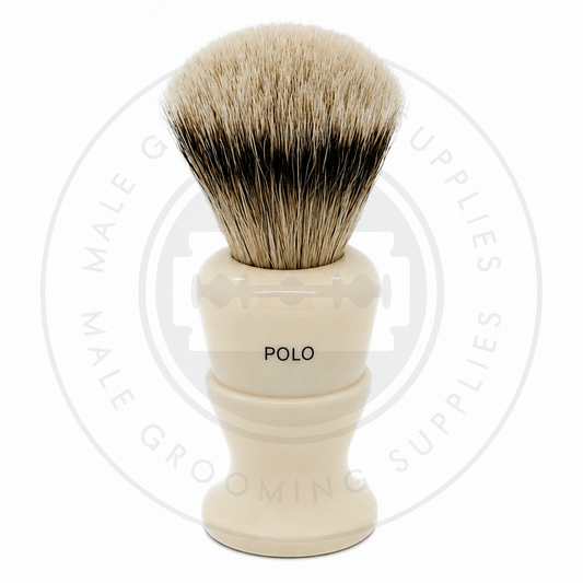 Simpson Polo faux ivory Best or Super Badger brush, back – Male Grooming Supplies