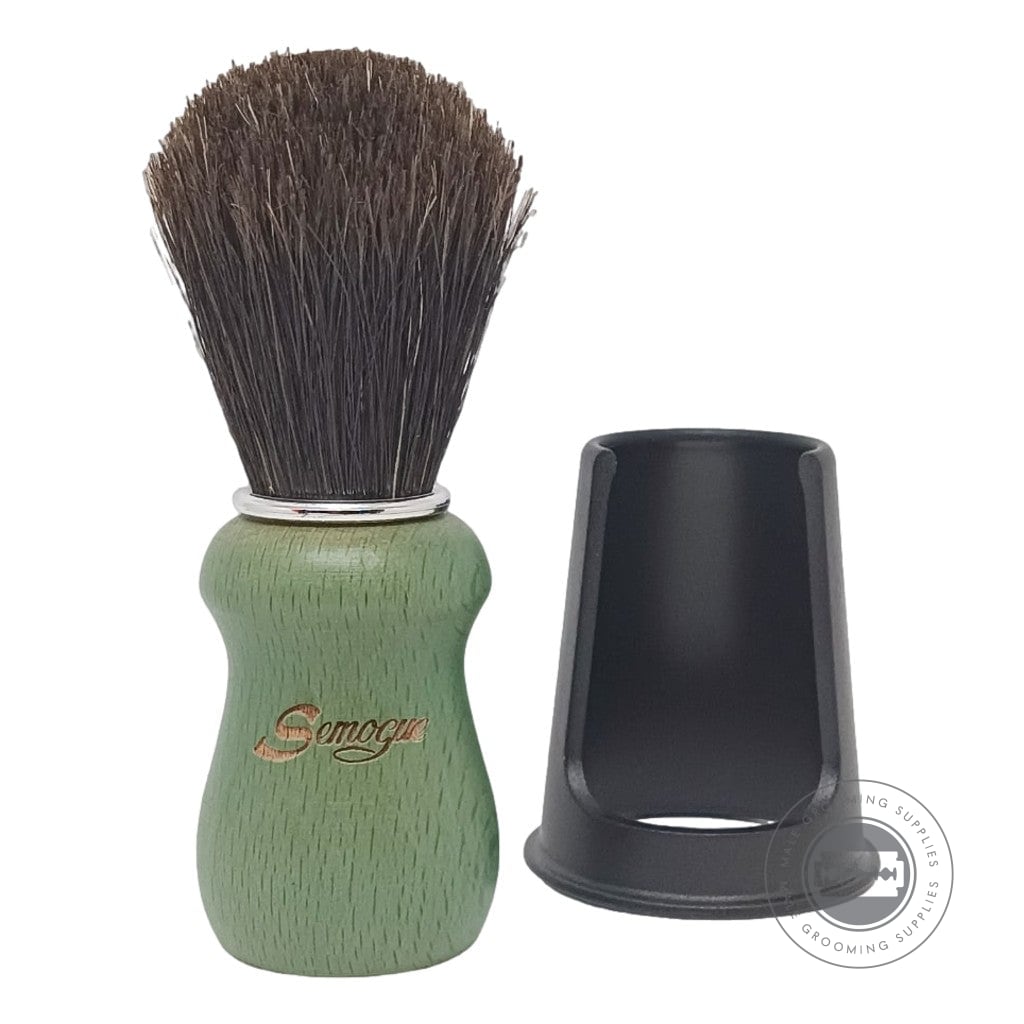 Semogue Pharos-C3 Ocean Green Shaving Brush With Pure Black Horse Knot, Matte Beech Handle And Drying Stand.