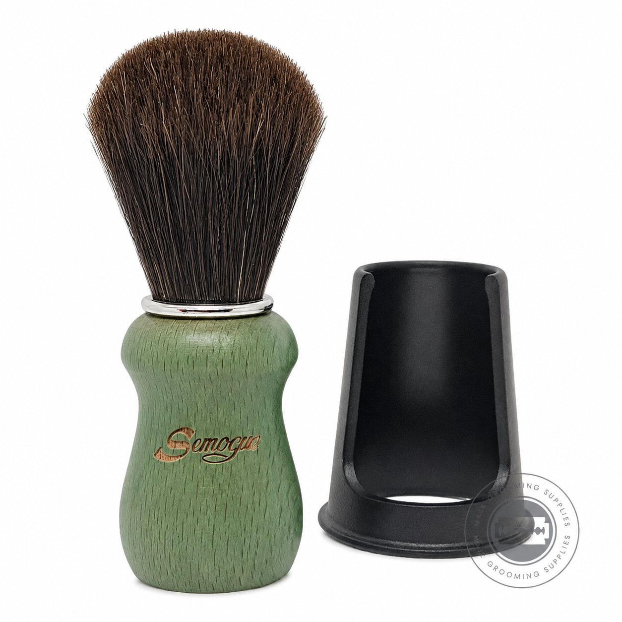 Semogue Pharos-C3 Pure Black Horse Shaving Brush – Ocean Green – Male Grooming Supplies