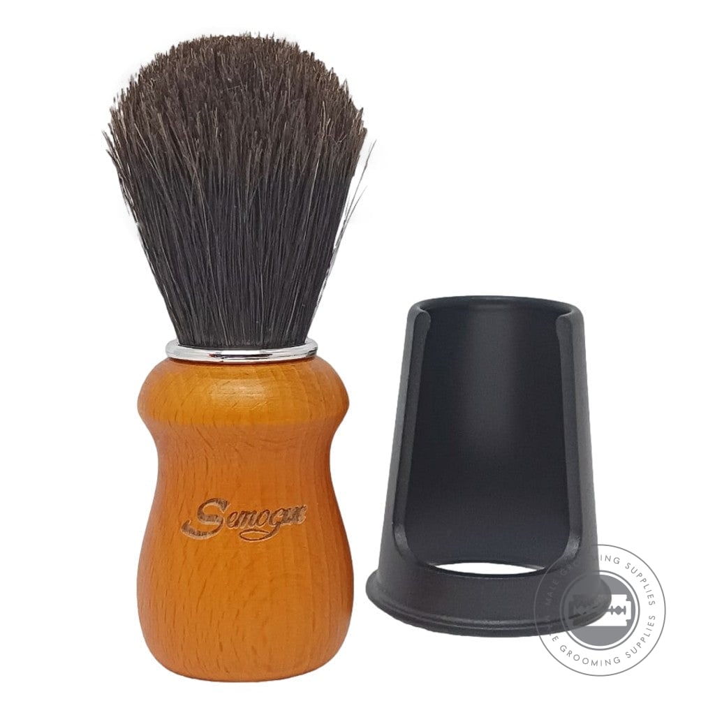 Semogue Pharos-C3 Pure Black Horse Shaving Brush – Yellow Beech Handle With 22mm Knot.