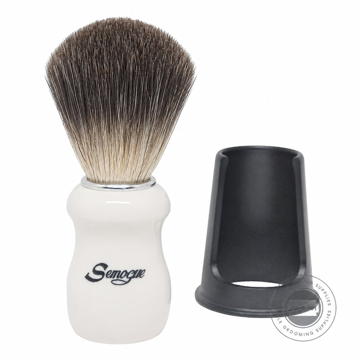 Semogue Pharos-C3 Pure Black Badger Shaving Brush – Arctic White – Male Grooming Supplies