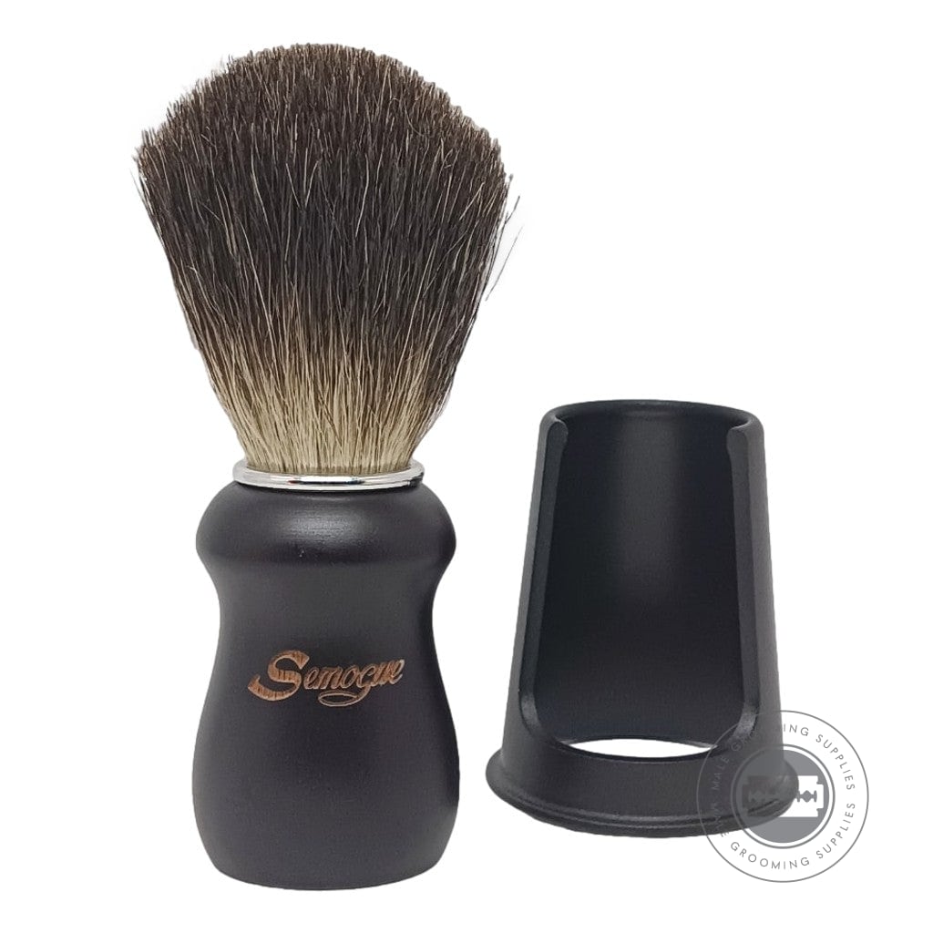Semogue Pharos-C3 Black Shaving Brush With Pure Black Badger Knot And Matte Beech Handle