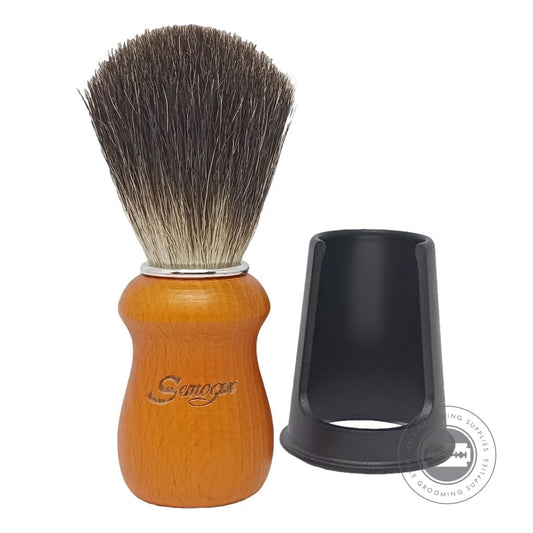 Semogue Pharos-C3 Yellow Shaving Brush With Pure Black Badger Knot, Chrome Ring And Drying Stand.