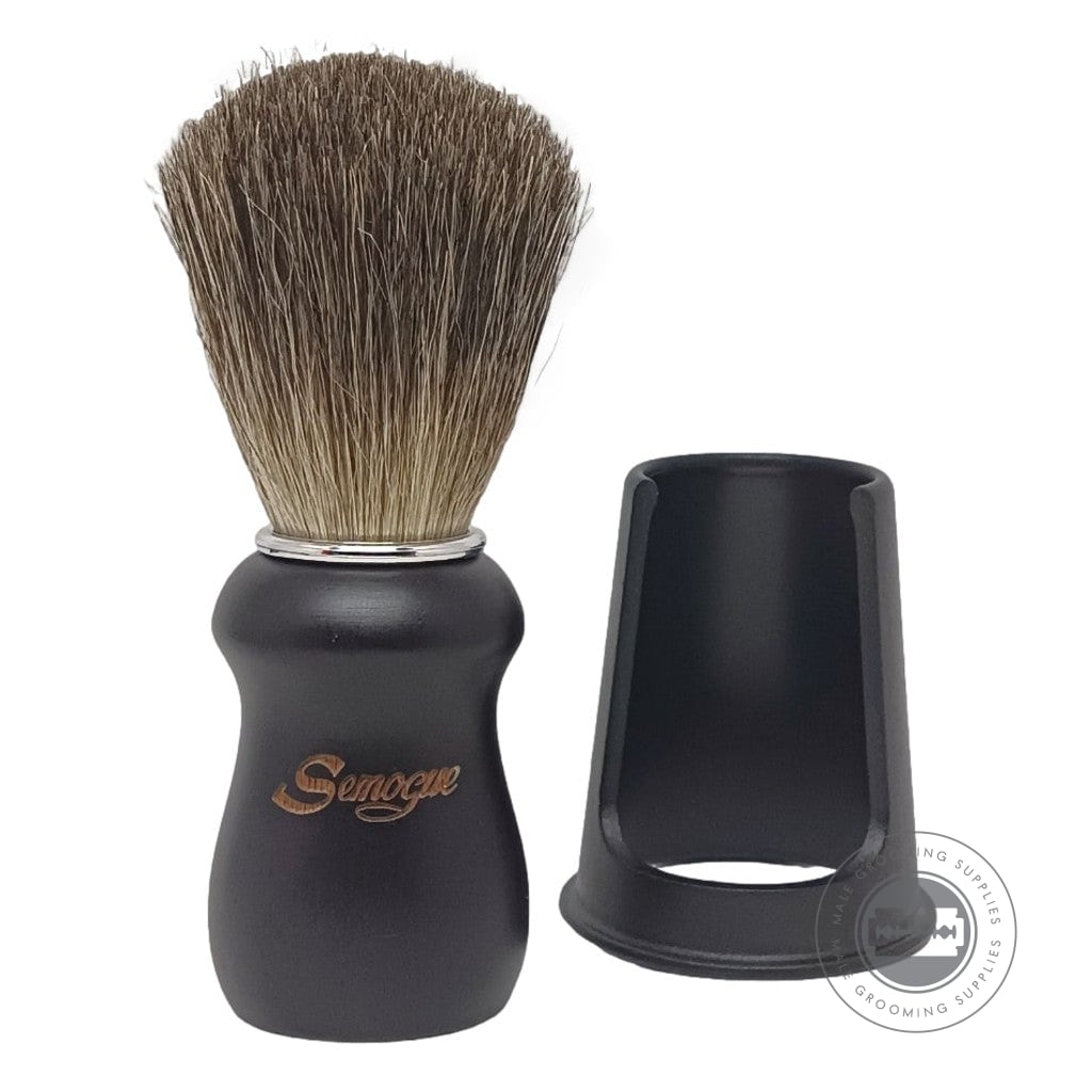 Semogue Pharos-C3 Pure Grey Badger Shaving Brush – Black Beech Handle With 22mm Fan Knot And Stand.