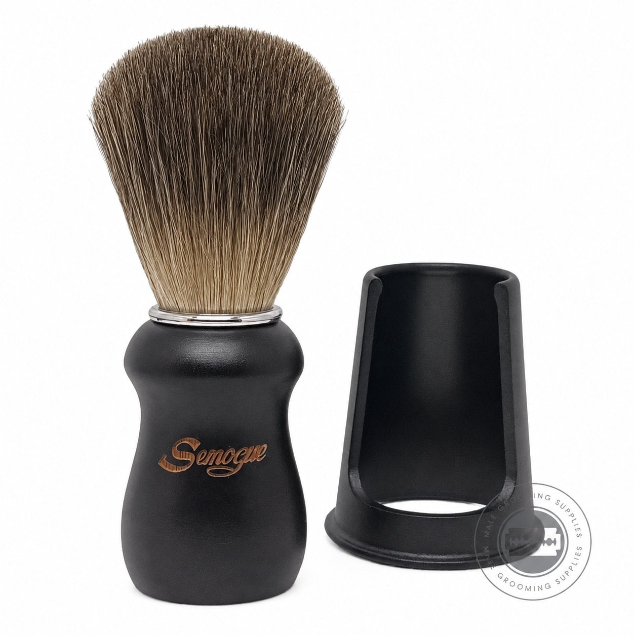 Semogue Pharos-C3 Pure Grey Badger Shaving Brush – Black – Male Grooming Supplies